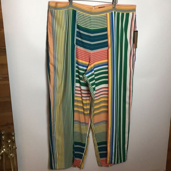 Maree Pour Toi Striped Pink and Green Slit Pants Sz 22 - Picture 7 of 16